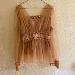Lace nude blouse